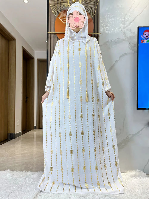 New Cotton Ramadan Muslim Two-Hat Abaya Dubai Turkey Islam Prayer