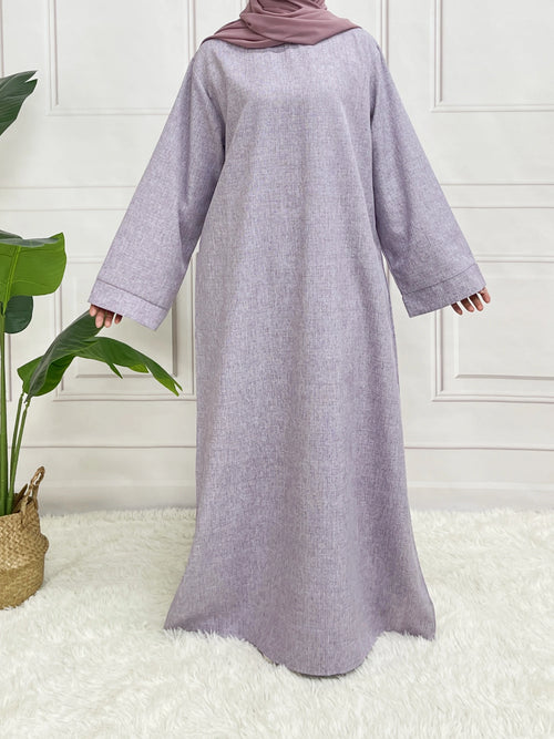 Modest Closed Plain Long Sleeve Abaya Without Hijab With Belt  Basic