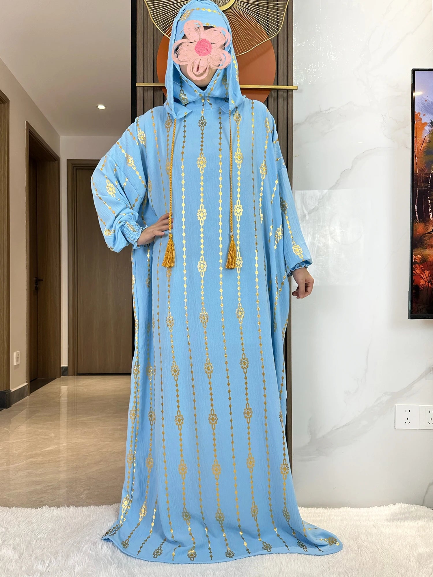 New Cotton Ramadan Muslim Two-Hat Abaya Dubai Turkey Islam Prayer