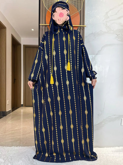 New Cotton Ramadan Muslim Two-Hat Abaya Dubai Turkey Islam Prayer