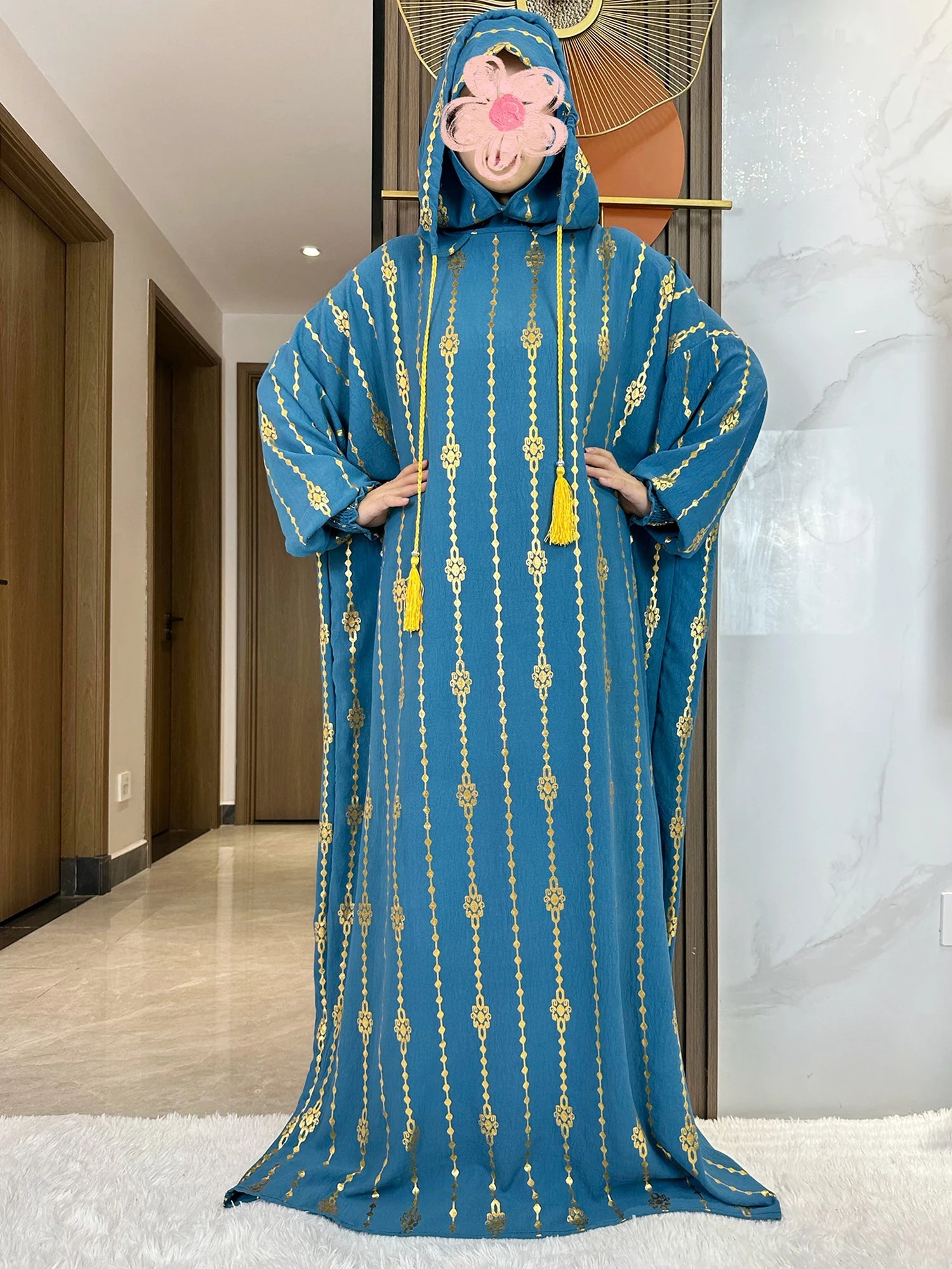 New Cotton Ramadan Muslim Two-Hat Abaya Dubai Turkey Islam Prayer