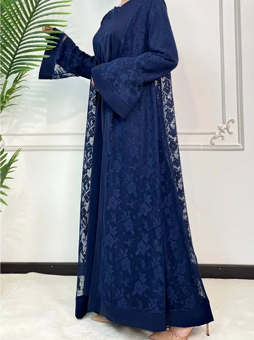 Abaya 2 Piece Set Inner Dress Women Flare