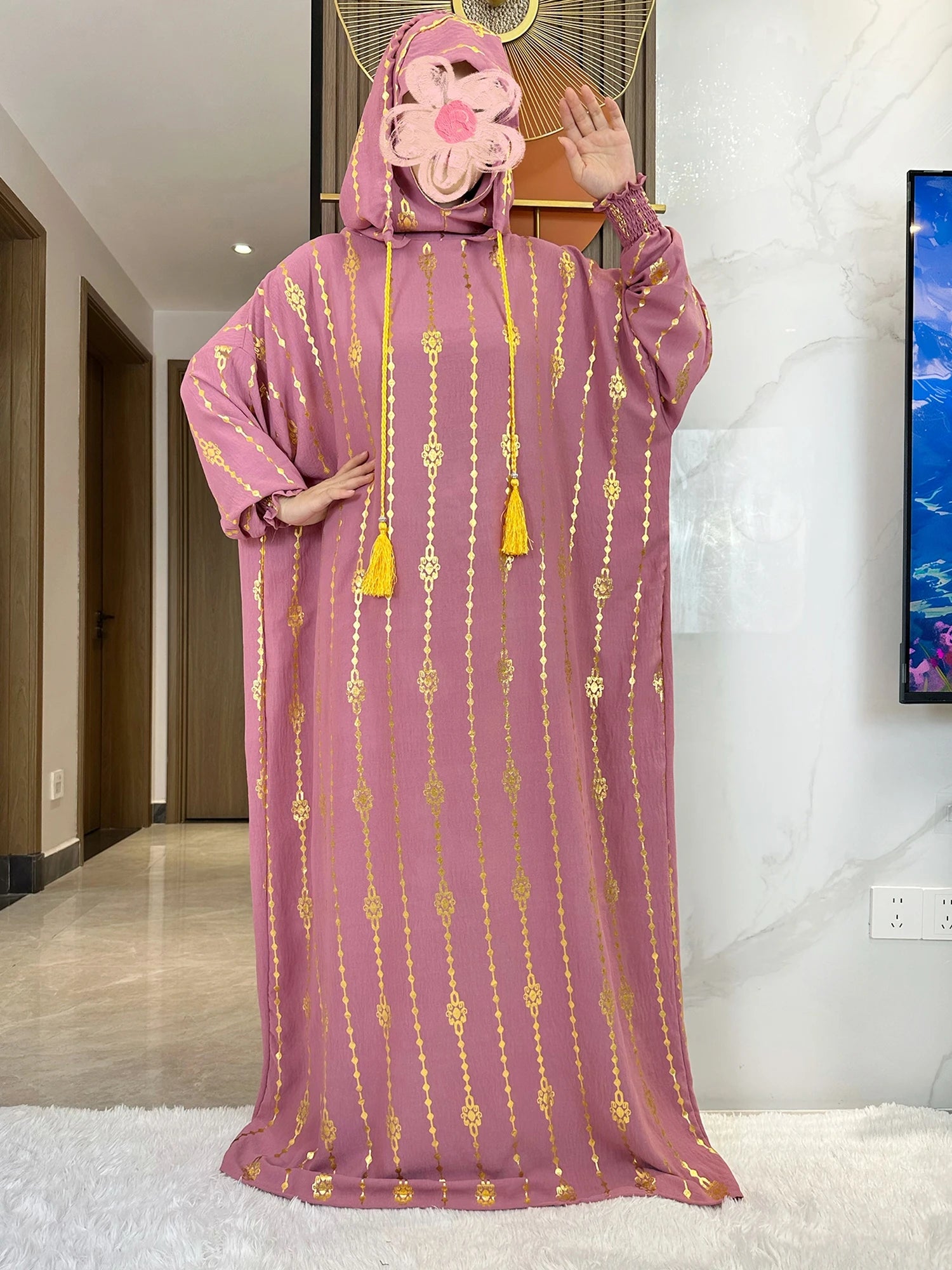 New Cotton Ramadan Muslim Two-Hat Abaya Dubai Turkey Islam Prayer