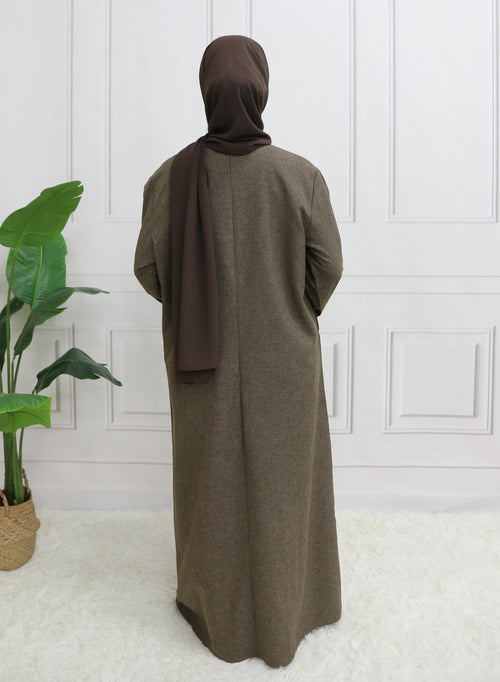 Modest Closed Plain Long Sleeve Abaya Without Hijab With Belt  Basic