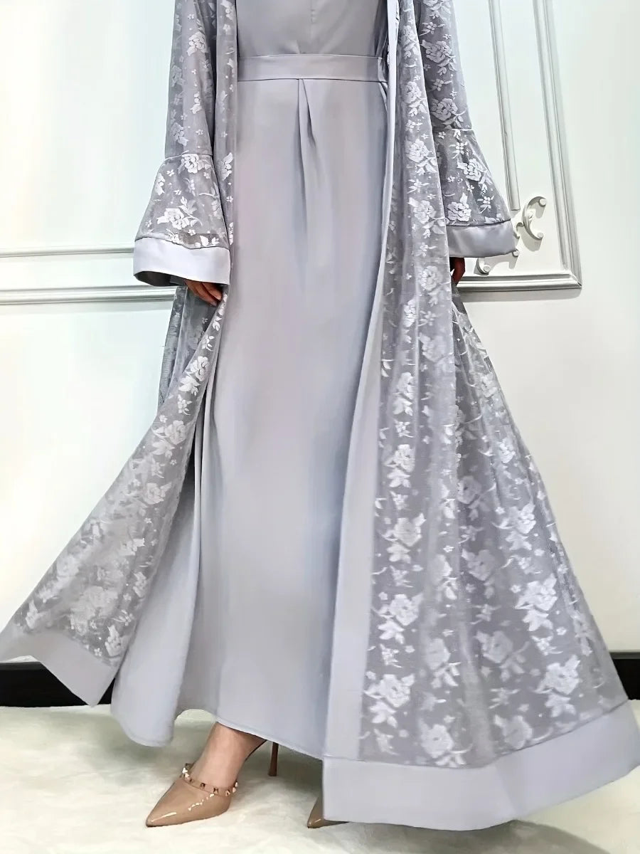 Abaya 2 Piece Set Inner Dress Women Flare