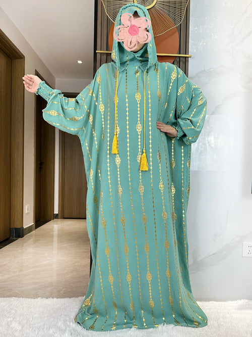 New Cotton Ramadan Muslim Two-Hat Abaya Dubai Turkey Islam Prayer