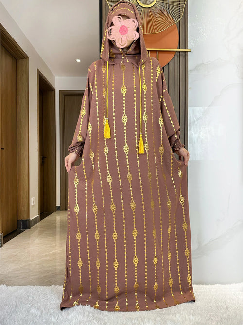 New Cotton Ramadan Muslim Two-Hat Abaya Dubai Turkey Islam Prayer