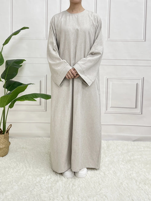 Modest Closed Plain Long Sleeve Abaya Without Hijab With Belt  Basic