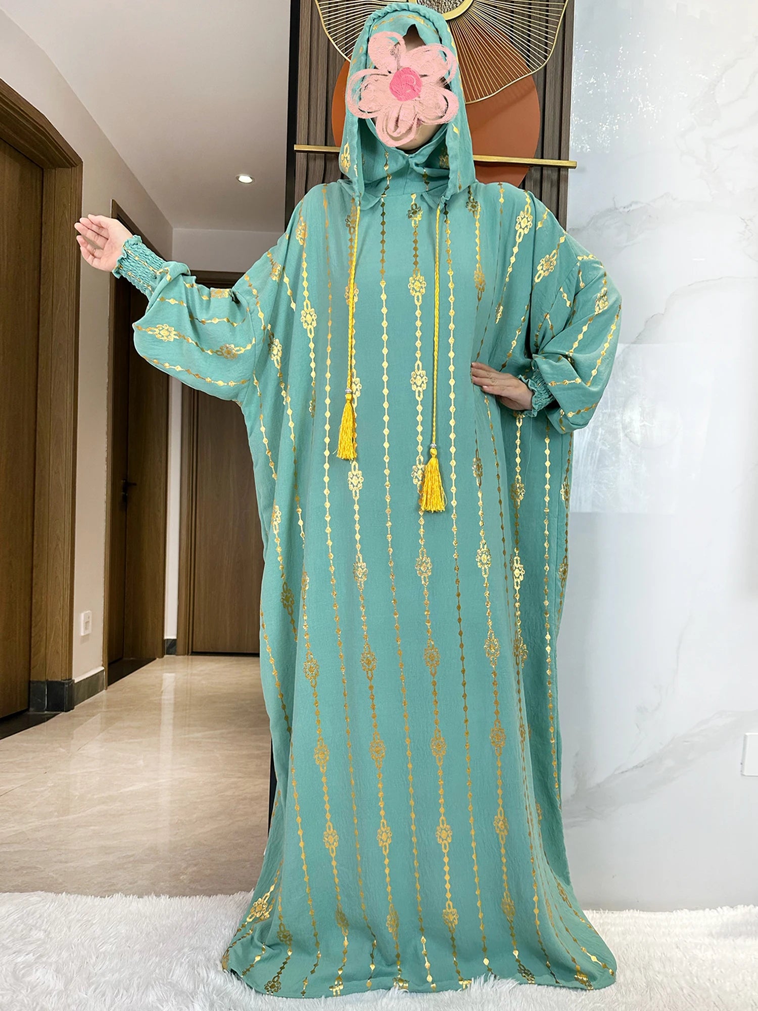 New Cotton Ramadan Muslim Two-Hat Abaya Dubai Turkey Islam Prayer