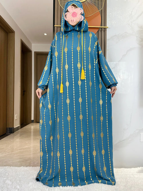 New Cotton Ramadan Muslim Two-Hat Abaya Dubai Turkey Islam Prayer