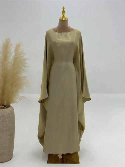 Ramadan Summer Batwing Sleeve Satin Butterfly Abaya Islam Muslim Maxi