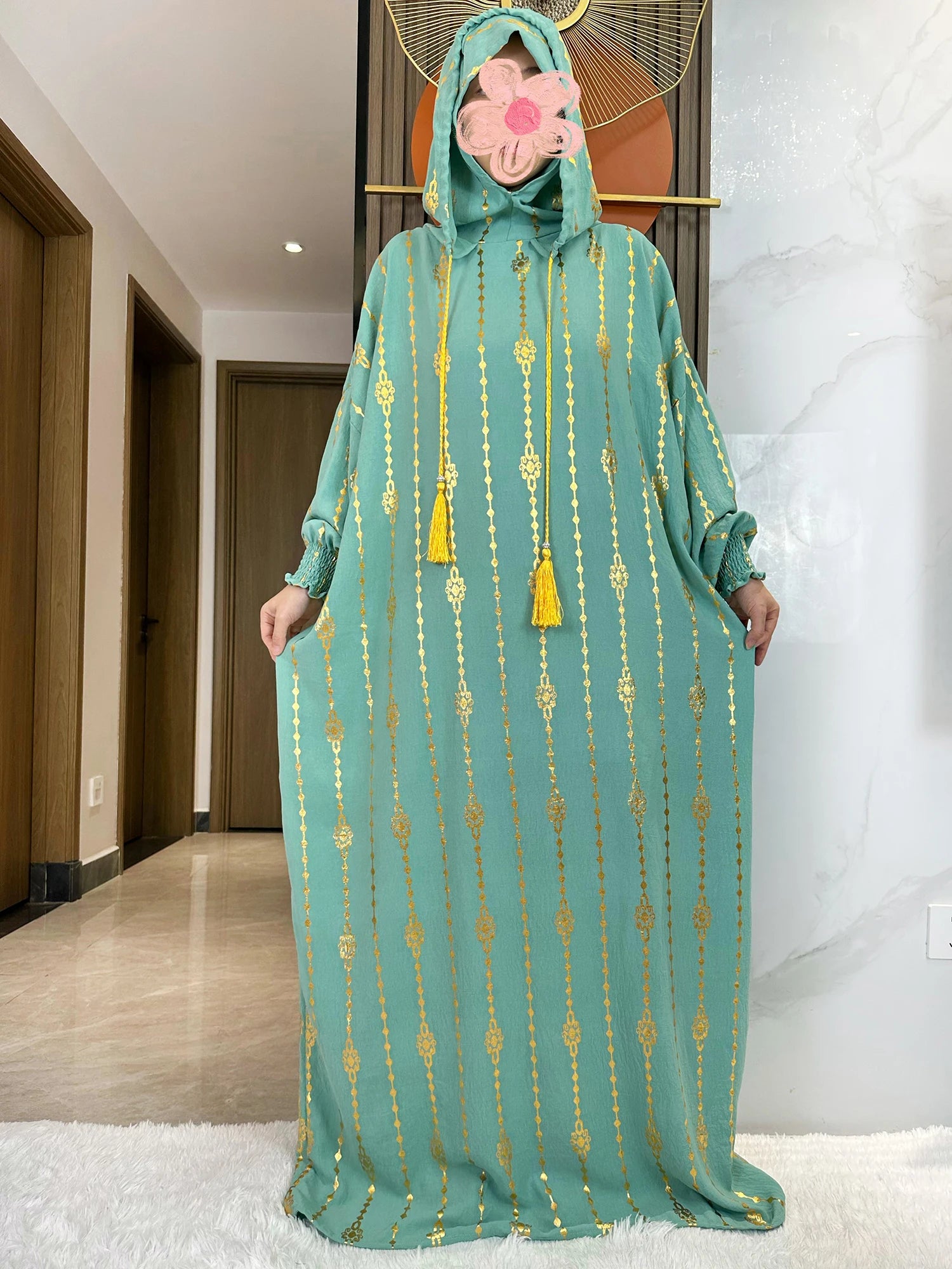 New Cotton Ramadan Muslim Two-Hat Abaya Dubai Turkey Islam Prayer